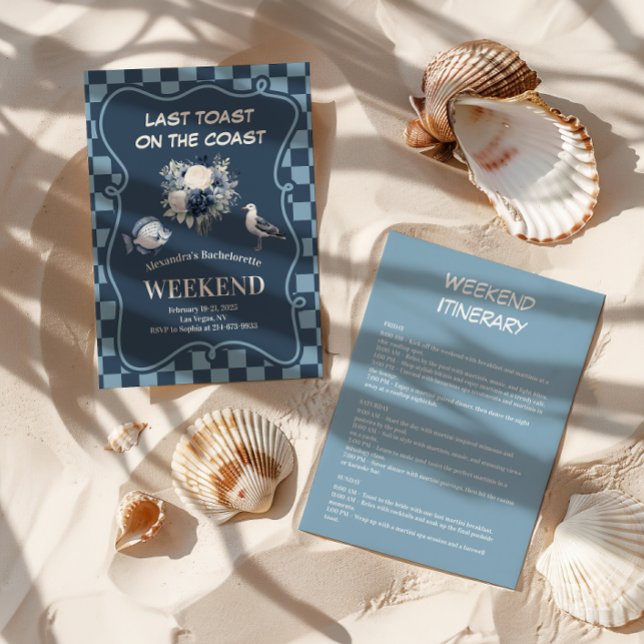Convites Bachelorette de marinho Litoral e de Mar Verificad (Criador carregado)