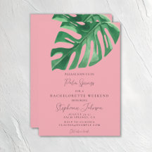 Bachelorette de Monstera Tropical Verde e Rosa