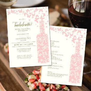 Convites Bachelorette de Provando de vinho Borboletas de fi