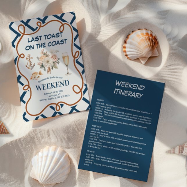 Convites Bachelorette de Rosa marítimo da costa do champanh (Criador carregado)