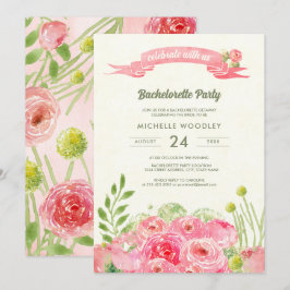Convites Bachelorette de Rosas de Aquarela Romântica