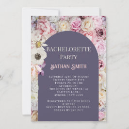 Convites Bachelorette de Verão do Arco Floral Roxo Elegante