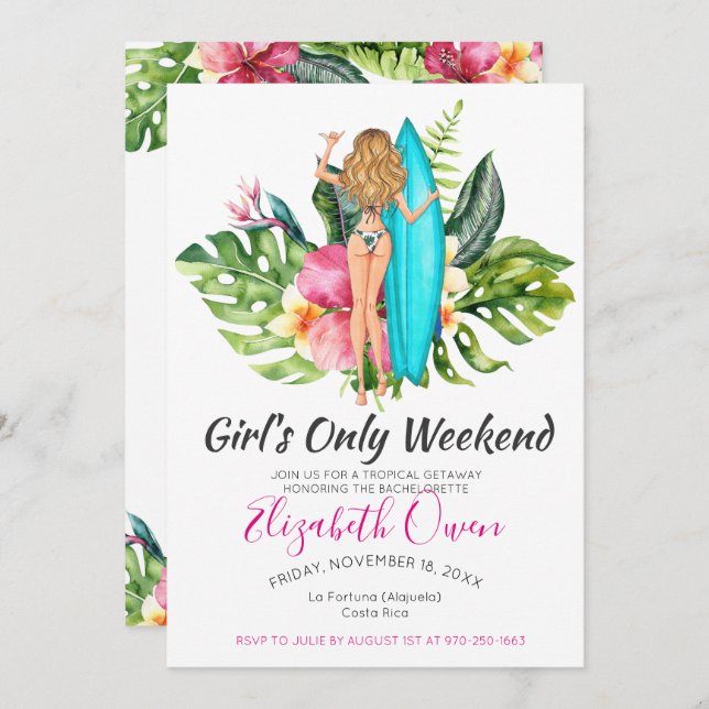 Convites Bachelorette Destination Bikini Beach Bridal Bash (Frente/Verso)
