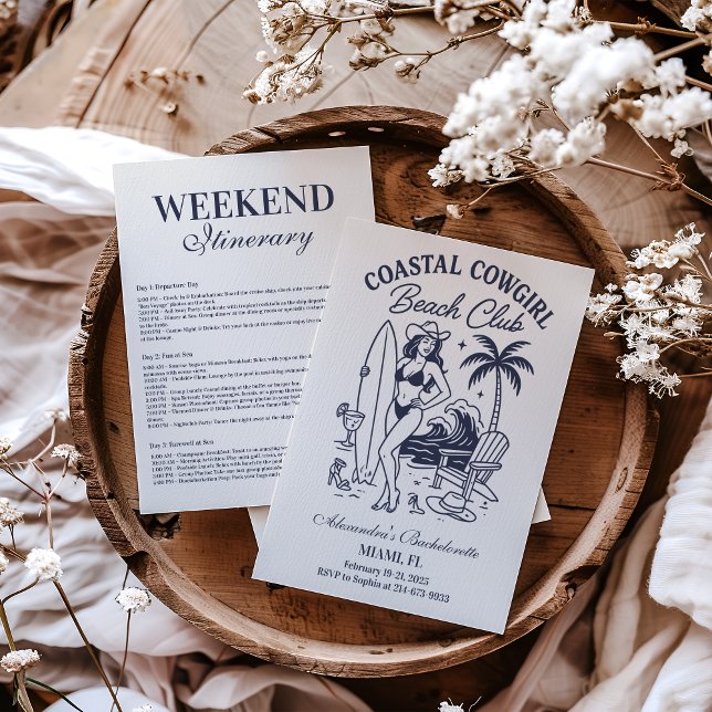 Convites Bachelorette do Clube de Praia de Cowgirl Costeira (Criador carregado)