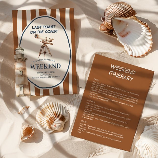 Convites Bachelorette do Farol Costeiro Vintage (Criador carregado)