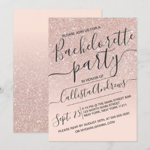 Convites Bachelorette do Ombre Glitter de Faux Dourado