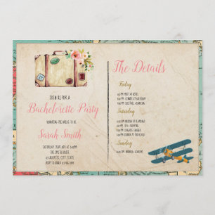 Convites Bachelorette do tema do viagem com tem do partido