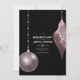 Convites Bachelorette Dourada de Natal Blush Pink e Rosa