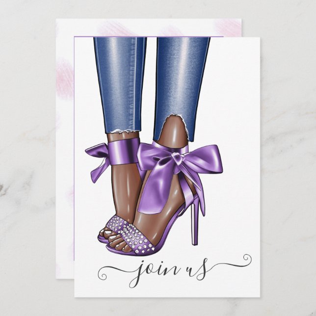 Convites Bachelorette Fashionista Afro-Americano (Frente/Verso)