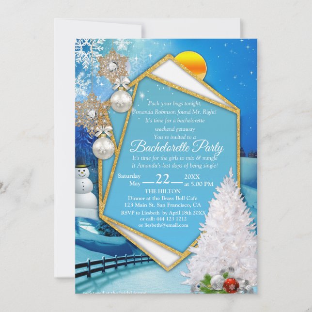 Convites Bachelorette geométrico Dourado (Frente)