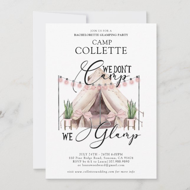 Convites Bachelorette Glamping Party (Frente)