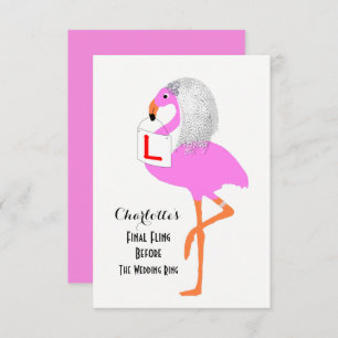 Convites Bachelorette Hen Party Funny Pink Flamingo Bride