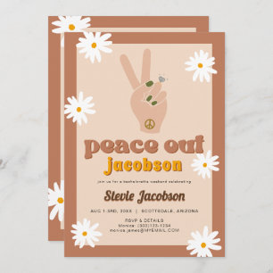 Convites Bachelorette Invi de Daisy Peace Out Retro 70s
