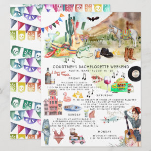 Convites Bachelorette Itinerary Austin, Texas Fiesta