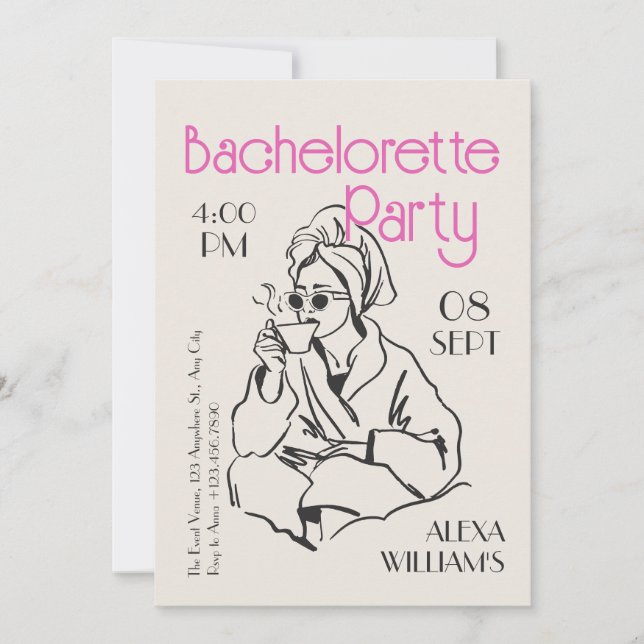 Convites Bachelorette Pajama (Frente)