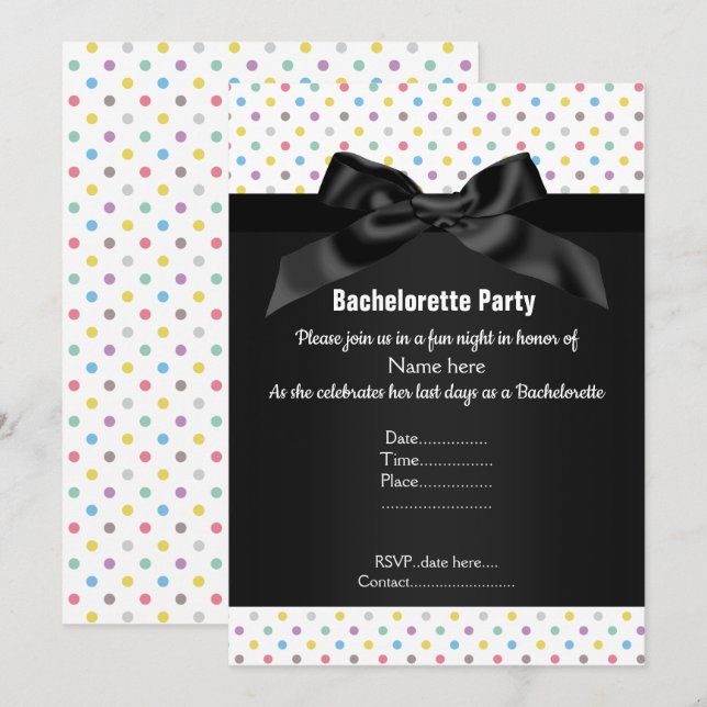 CONVITES BACHELORETTE - PONTO BRANCO DE PÉ NEGRO (Frente/Verso)