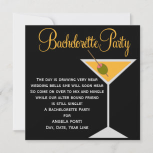 Convites Bachelorette Preto e Laranja