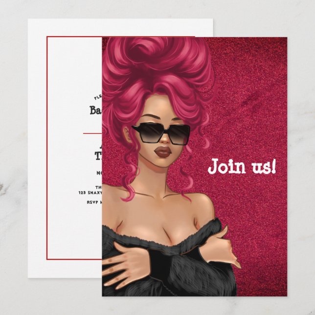 Convites Bachelorette Red Hired da Mood de Verão (Frente/Verso)