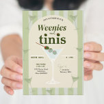 Convites Bachelorette Retro Green Weenies e Tinis<br><div class="desc">Festa Retro Green Style Weenies and Tinis,  Convite para Bachelorette Temendo,  Olive Martini</div>