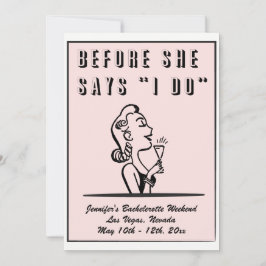 Convites Bachelorette Retro Pink Bridesmaid Partido Hen