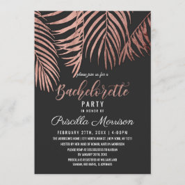 Convites Bachelorette Rosa Dourada Palm Tree Fronteira Pret