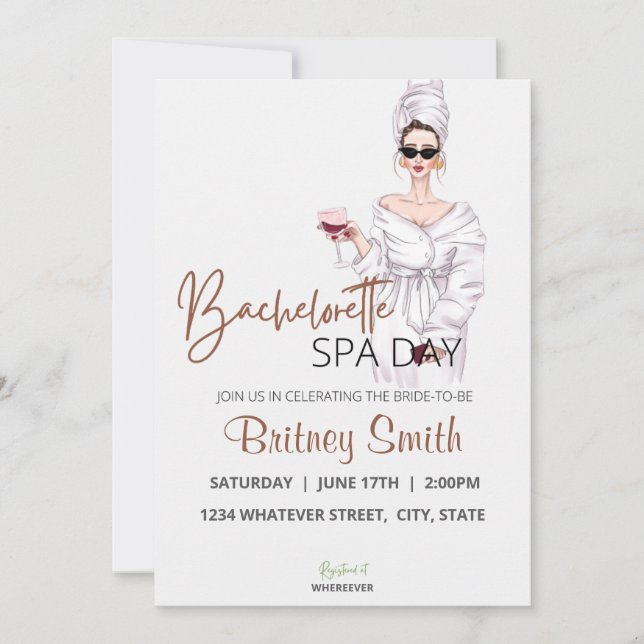 Convites Bachelorette Spa Party Personalizada (Frente)