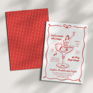 Convites Bachelorette Vermelho Noturno Das Raparigas Desenh