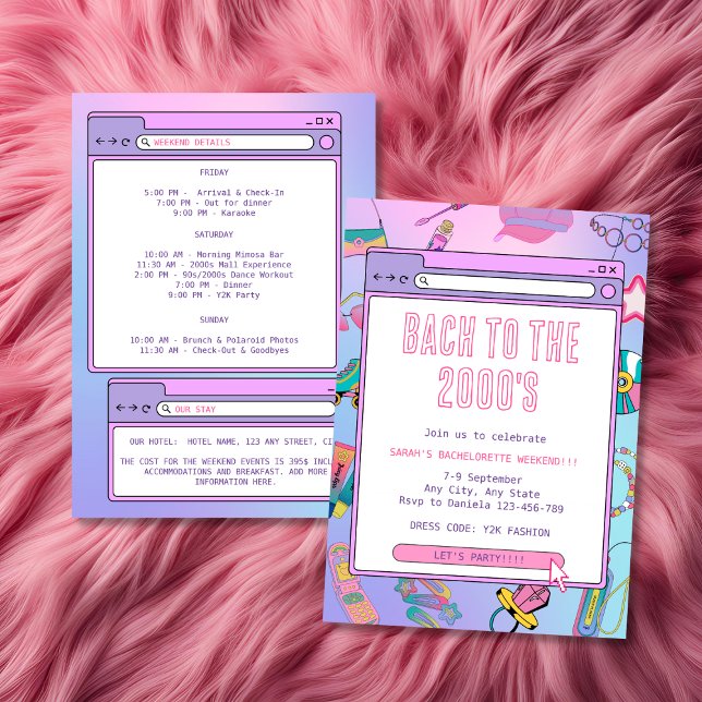 Convites Bachelorette Weekend do Ano 2000 (Y2K Bachelorette Weekend Bach To The 2000's Invitation)