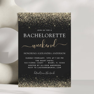 Convites Bachelorette Weekend Dourado Modern Glitter Party