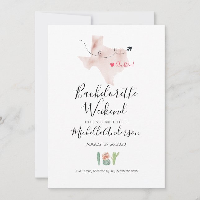 Convites Bachelorette Weekend em Austin Texas Invitation (Frente)