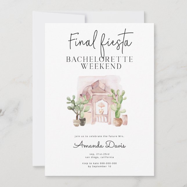 Convites Bachelorette Weekend Final Fiesta Desert Oeste  (Frente)
