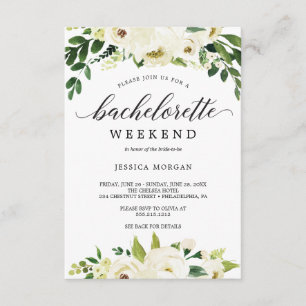 Convites Bachelorette Weekend Itinerary White Roses