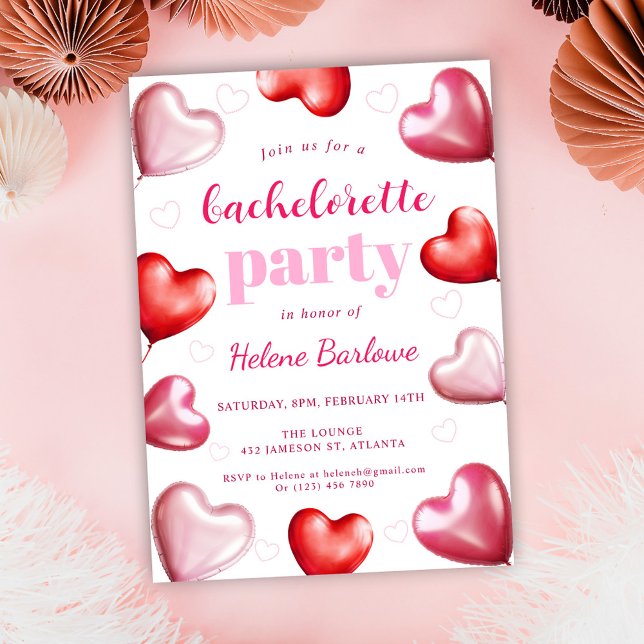Convites Bachelorette Weekend Party Bonito Corações Rosa (Bachelorette Weekend Party Cute Fun Girly Pink Invitation)