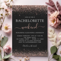 Bachelorette Weekend Pink Rose Dourada Glitter Par