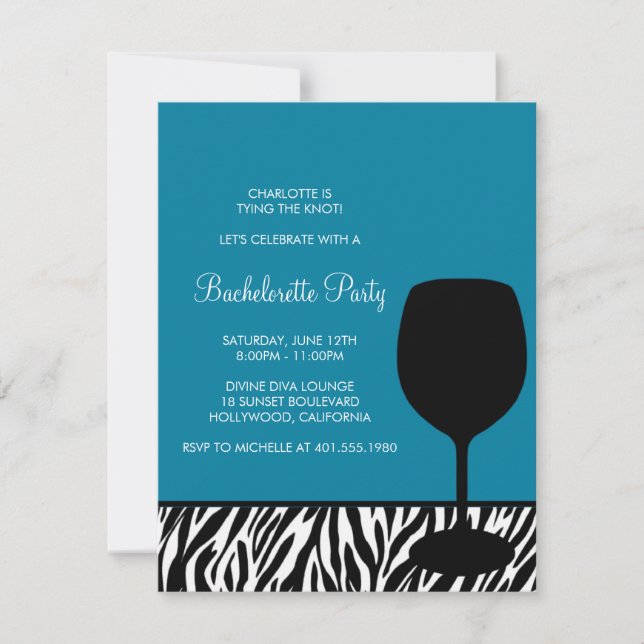 Convites bachelorette zebra (Frente)