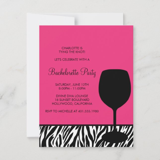 Convites bachelorette zebra (Frente)