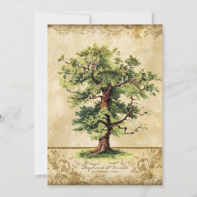 Convites Bacia hidrográfica do Vintage Oak Tree of Life Swi (Frente)
