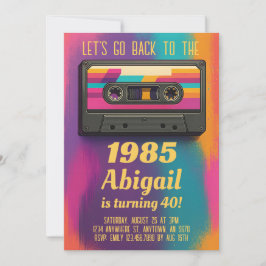 Convites Back to 80's Vintage Birthday Invite