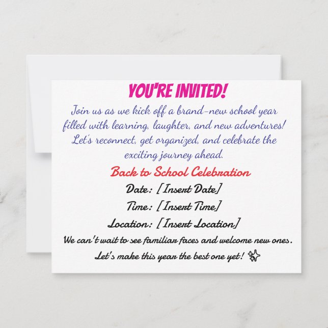 Convites Back to School Bash Invitation (Verso)