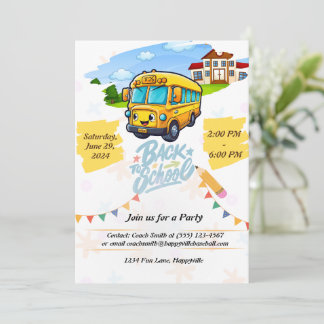 Convites back-to-school party invitation