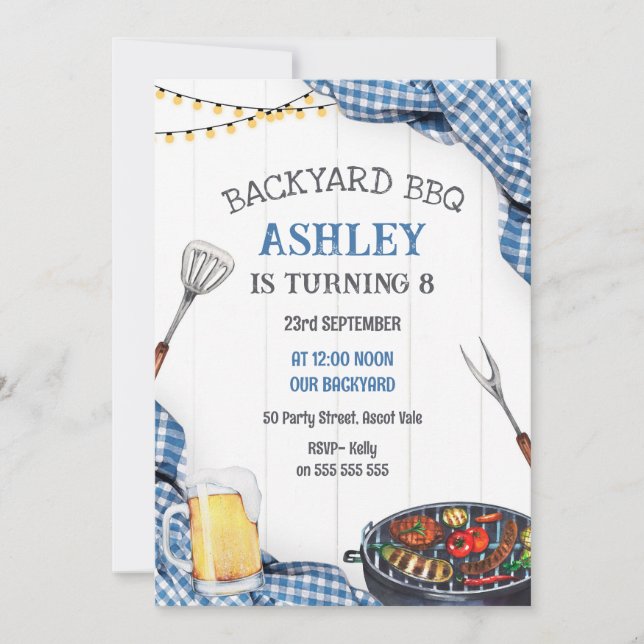 Convites Backyard BBQ Birthday Invitation (Frente)