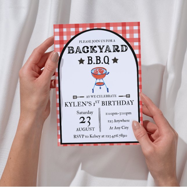 Convites Backyard BBQ Birthday Invitation | Editable 5x7 (Printable backyard birthday invite ready to personalize)