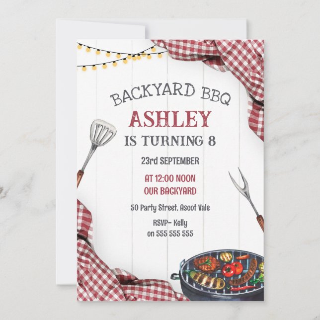 Convites Backyard BBQ Birthday Party Invitation (Frente)