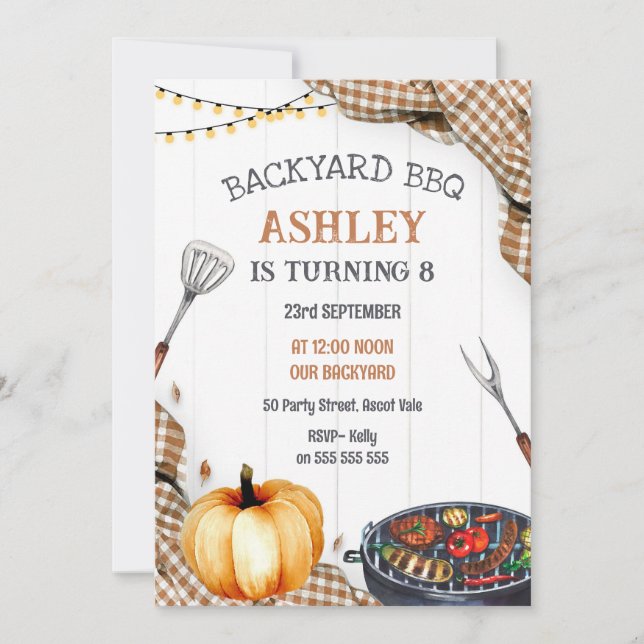 Convites Backyard BBQ Birthday Party Invitation (Frente)