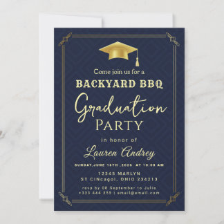 Convites Backyard BBQ Graduation Party Invitation