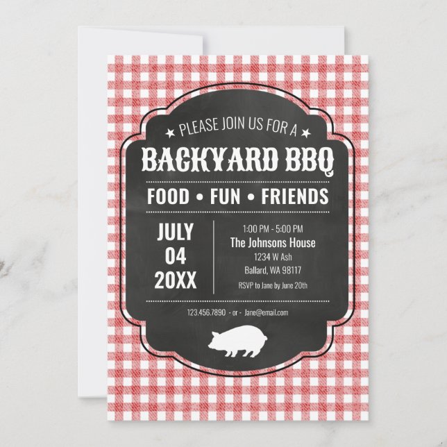 Convites Backyard BBQ Party Invitation (Frente)