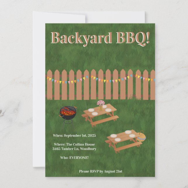 Convites Backyard BBQ Party Invitation (Frente)