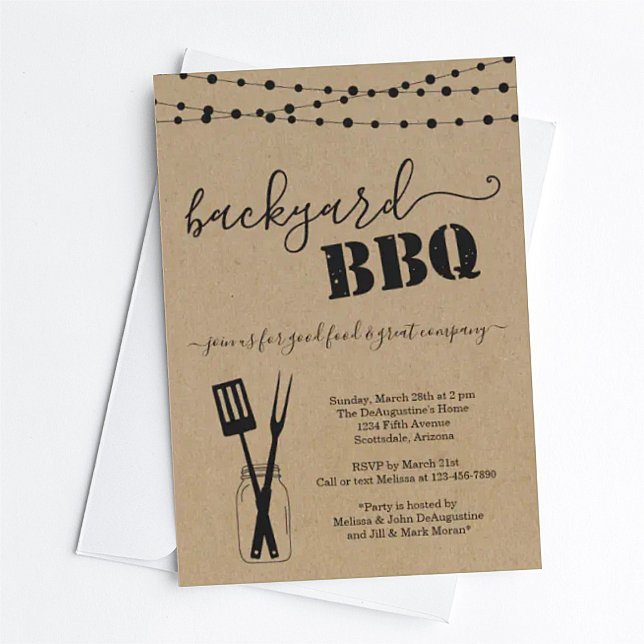 Convites Backyard BBQ Party Invitation - Rustic Kraft (Criador carregado)
