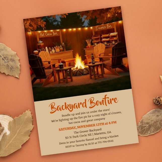 Convites Backyard Bonfire Fall Invitation (Criador carregado)