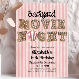 Convites Backyard Movie Night Popcorn Marquee Lights Party
